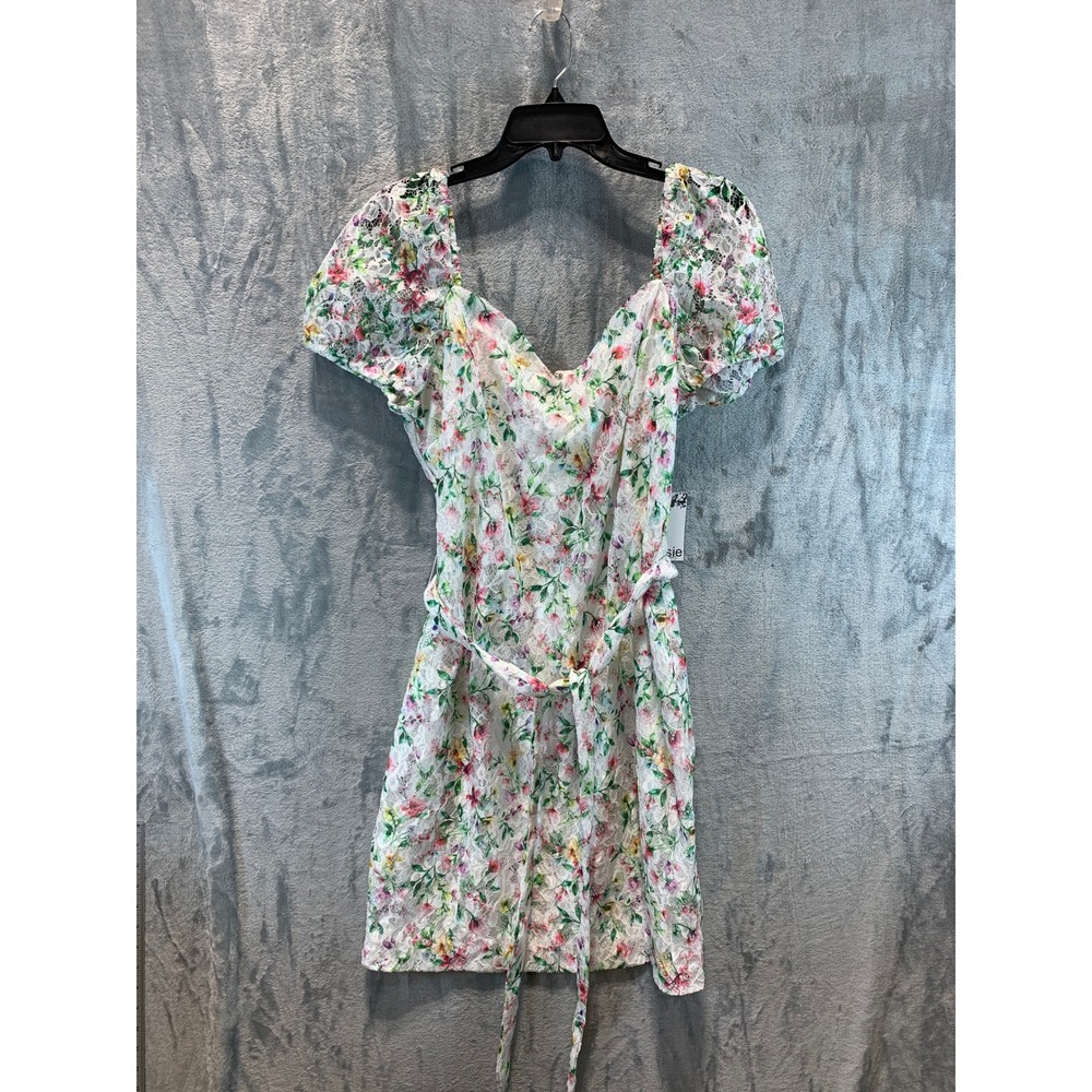 Kensie Women White Floral Lace Puff Sleeve Mini Dress KDUP3728 Size 14 NWT